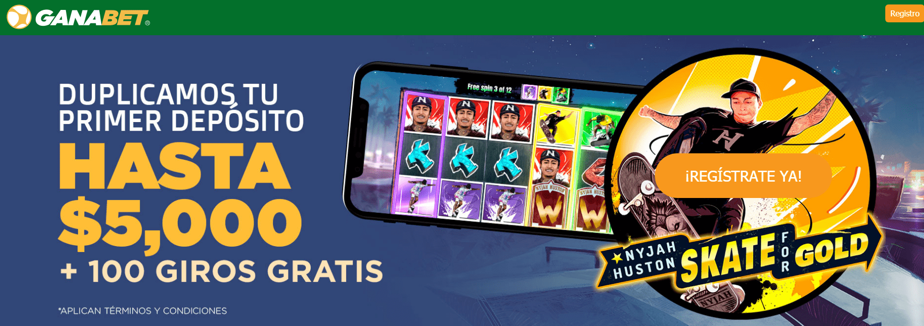 Ganabet casino promo - Duplicamos tu primer deposito haste $5,000 + 100 giros gratis